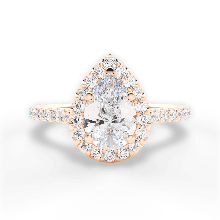 The Layla Princess Cut 18kt Rose Gold French-Set Halo Diamond Band Engagement Ring