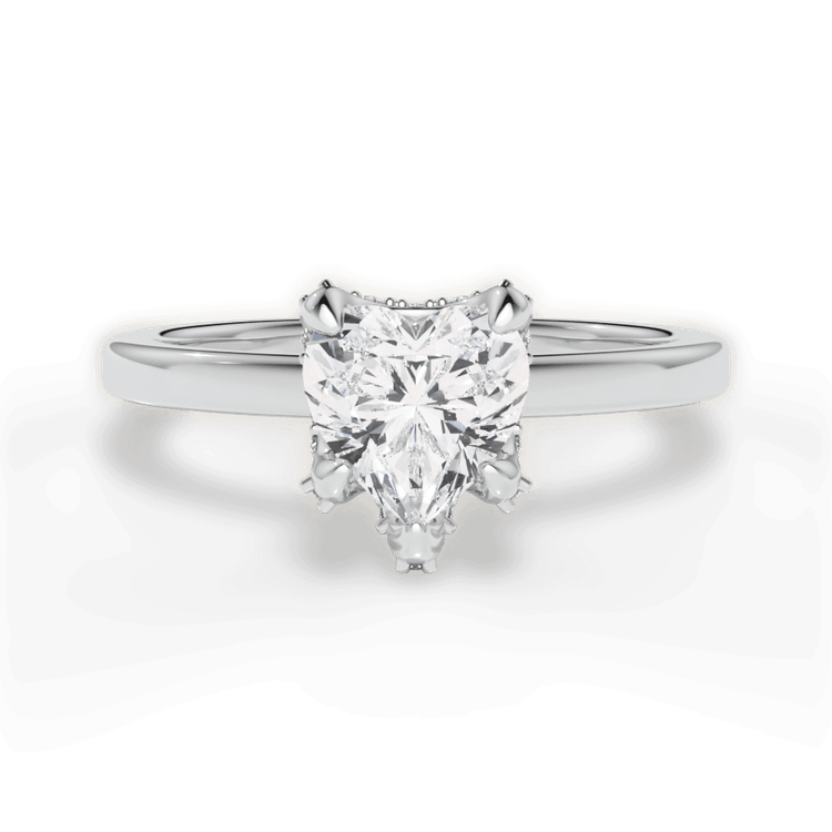 The Amara Heart Shaped Platinum Diamond Collar Solitaire Engagement Ring