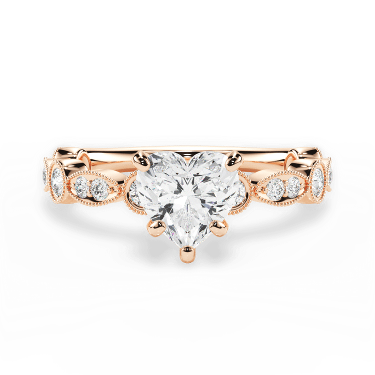 The Ciela Heart Shaped 18kt Rose Gold Split Double Band Solitaire Engagement Ring