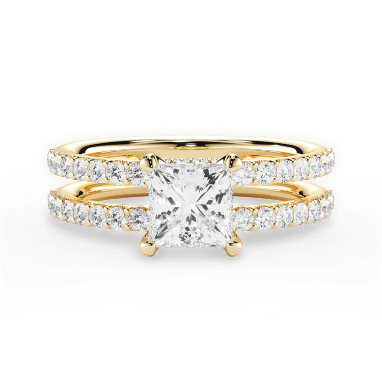 The Astra Pear Shaped 18kt Yellow Gold Double Row Diamond Engagement Ring