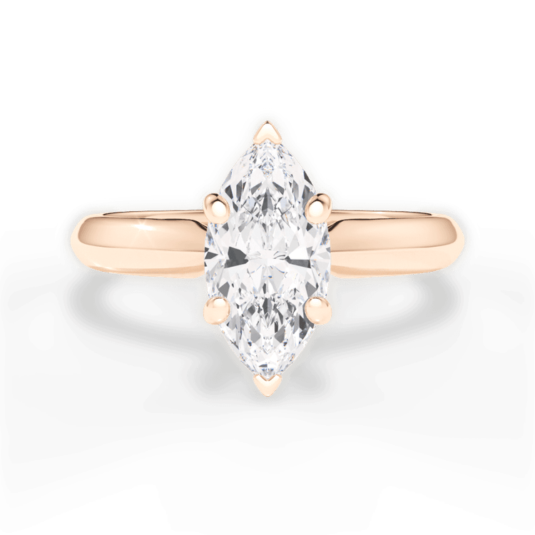 The Zoya Marquise Cut 18kt Rose Gold Solitaire Knife-Edge Engagement Ring