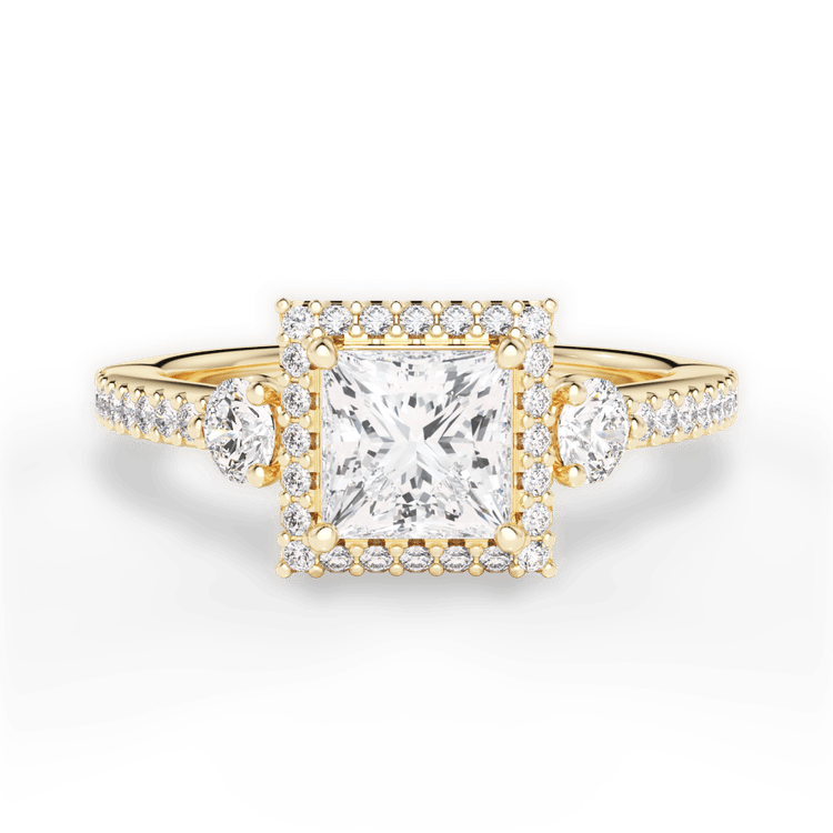 The Lina Pear Shaped 18kt Yellow Gold Tapered Channel-Set Diamond Band Engagement Ring