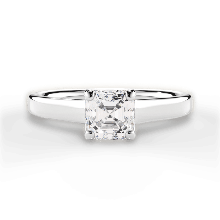 The Lily Asscher Cut Platinum Solitaire Tulip Cathedral Engagement Ring