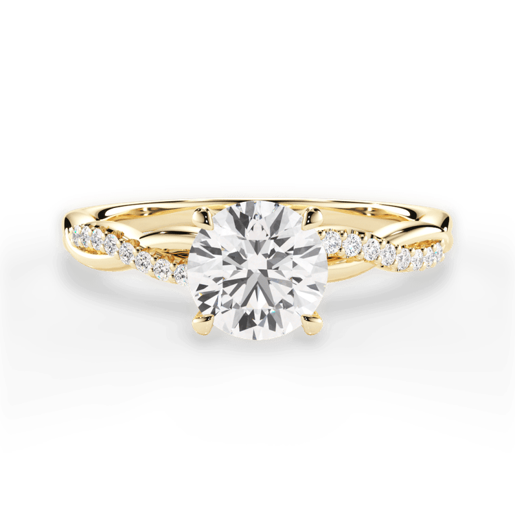 The Mia Round Cut 18kt Yellow Gold Petite Half Diamond Twist Engagement Ring