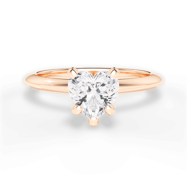 The Sybil Heart Shaped 18kt Rose Gold Solitaire Knife-Edge Engagement Ring