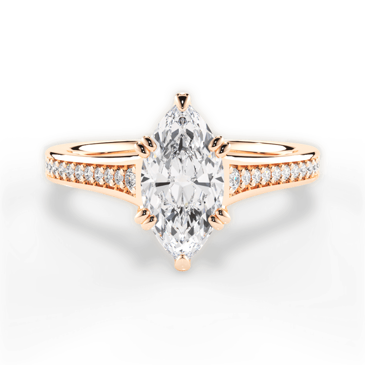 The Evita Marquise Cut 18kt Rose Gold Micropavé Diamond Band Engagement Ring