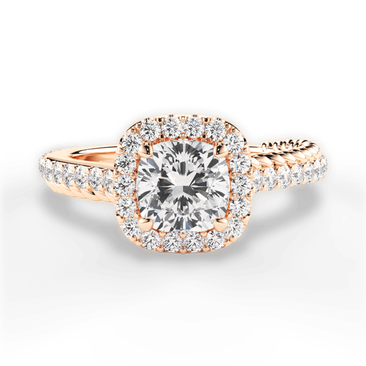 The Xiomara Cushion Cut 18kt Rose Gold Two-Sided Split Diamond Engagement Ring
