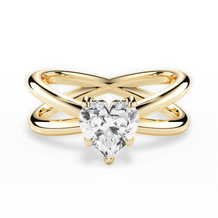 The Ciara Heart Shaped 18kt Yellow Gold Split Double Band Solitaire Engagement Ring