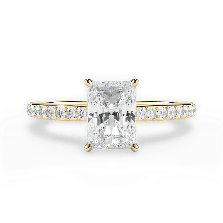 The Suri Radiant Cut 18kt Yellow Gold Hidden Halo Diamond Engagement Ring