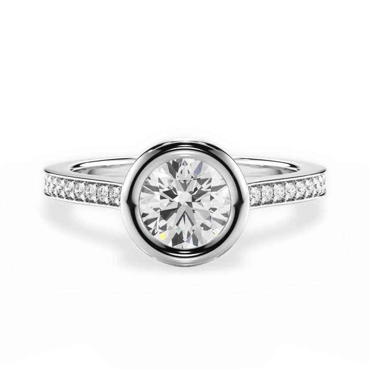 The Tyler Round Cut Platinum Bezel-Set Pavé Diamond Band Engagement Ring