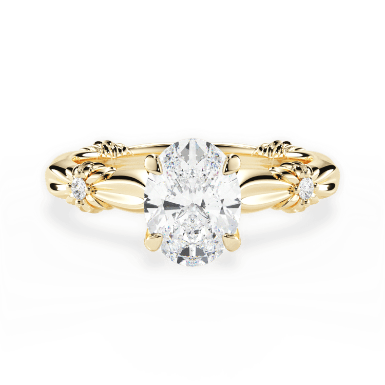 The Edith Oval Cut 18kt Yellow Gold Ribbon Engagement Ring