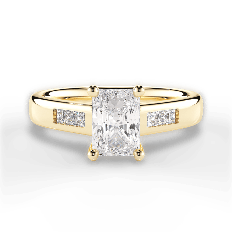 The Valentina Radiant Cut 18kt Yellow Gold Solitaire Channel-Set Diamond Band Engagement Ring
