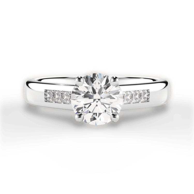 The Valentina Round Cut Platinum Solitaire Channel-Set Diamond Band Engagement Ring