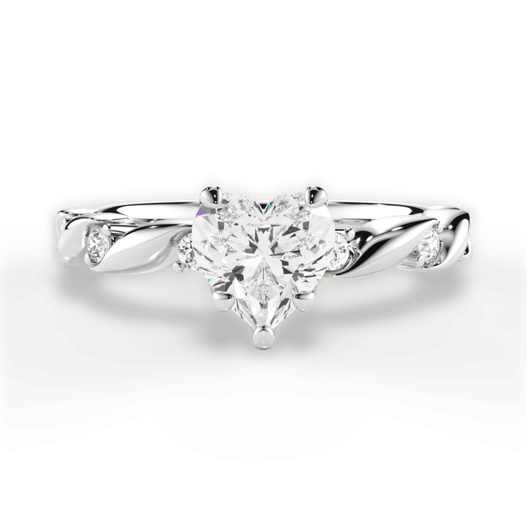 The Zariah Heart Shaped Platinum Coil Twist Diamond Engagement Ring