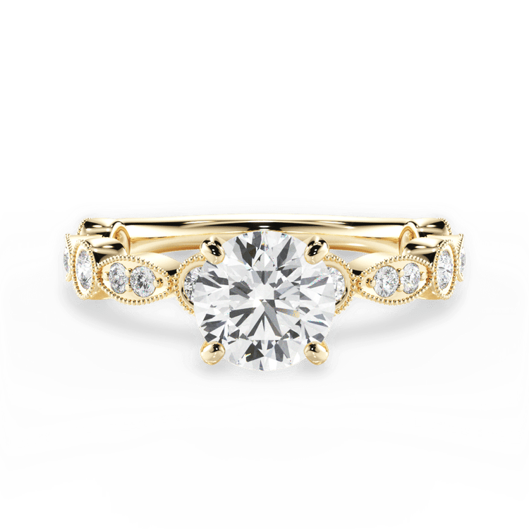 The Ciela Round Cut 18kt Yellow Gold Split Double Band Solitaire Engagement Ring