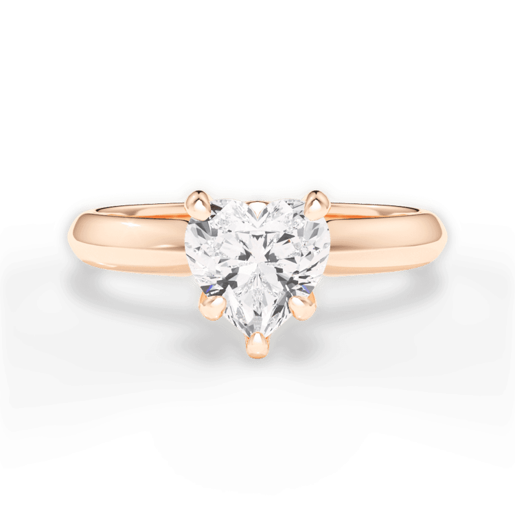 The Kora Heart Shaped 18kt Rose Gold Solitaire Knife-Edge Engagement Ring