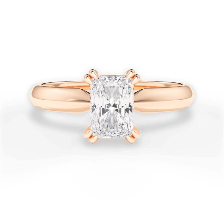 The Romie Radiant Cut 18kt Rose Gold Solitaire Knife-Edge Tulip Engagement Ring