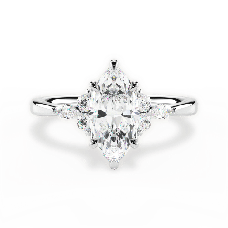 The Anastasia Marquise Cut Platinum Sidestone Diamond Engagement Ring