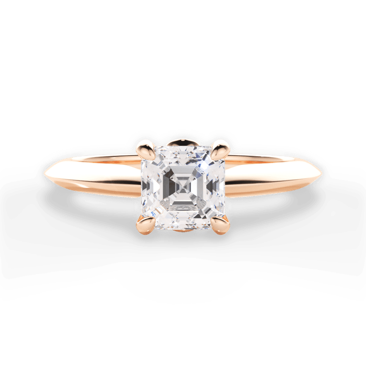 The Kora Asscher Cut 18kt Rose Gold Solitaire Knife-Edge Engagement Ring