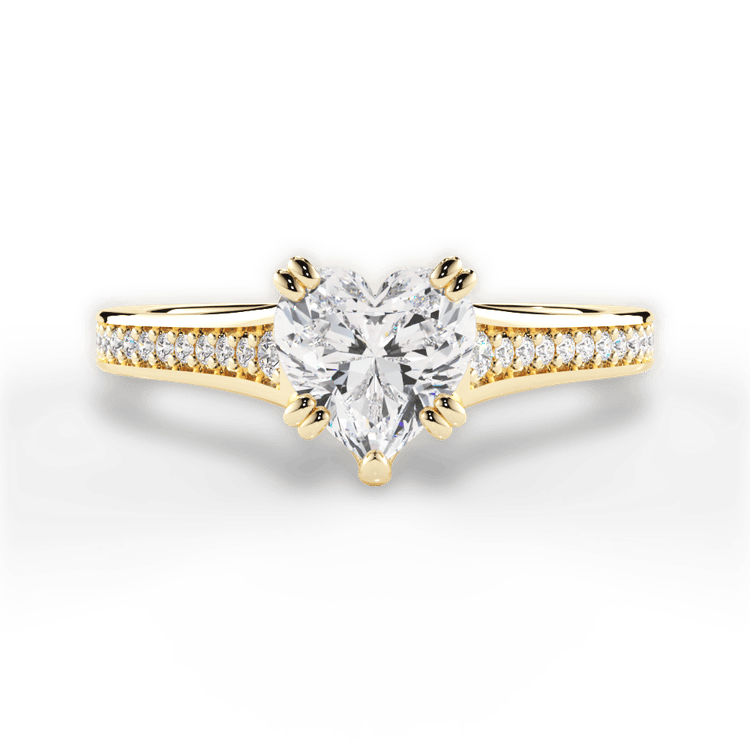 The Evita Heart Shaped 18kt Yellow Gold Micropavé Diamond Band Engagement Ring