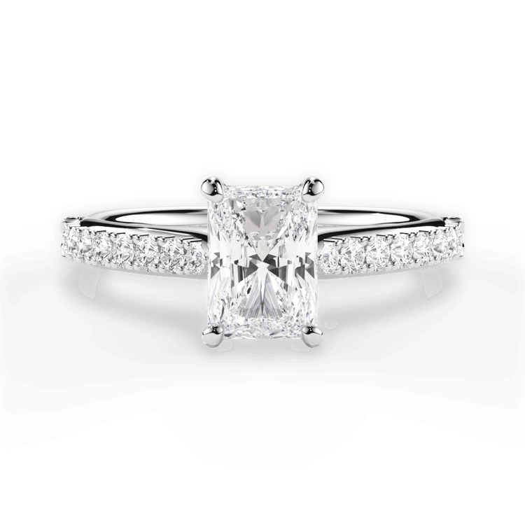 The Adele Radiant Cut 14kt White Gold French-Set Diamond Band Engagement Ring