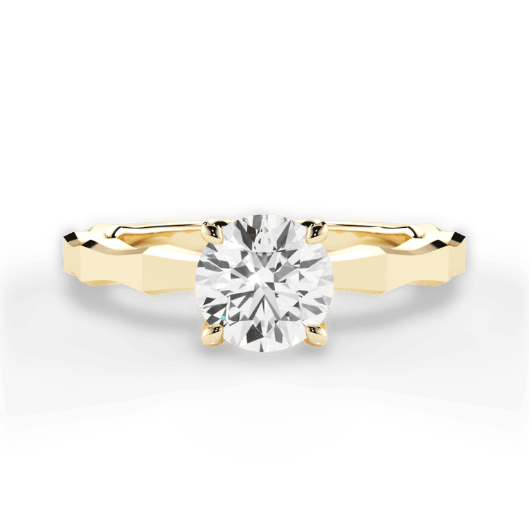 The Maddie Round Cut 18kt Yellow Gold Octagon Solitaire Engagement Ring