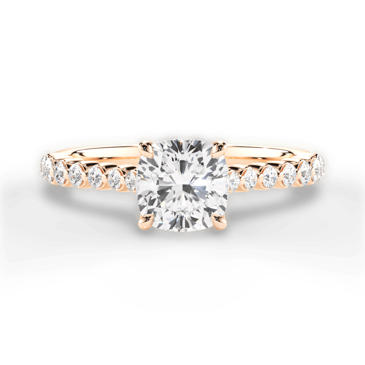 The Mikaela Cushion Cut 18kt Rose Gold Floating Diamond Engagement Ring