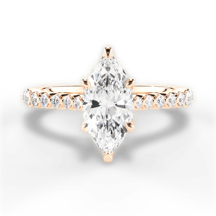 The Mikaela Marquise Cut 18kt Rose Gold Floating Diamond Engagement Ring