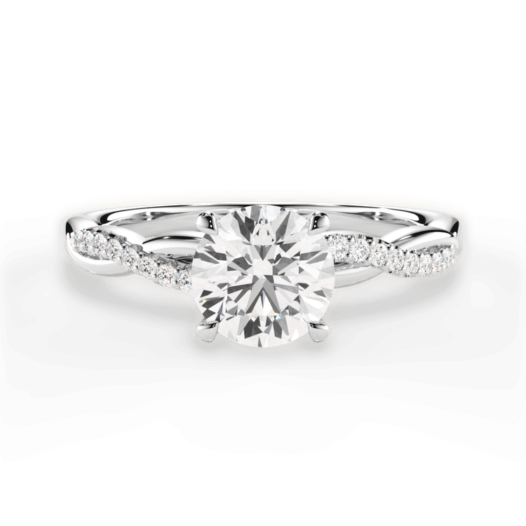 The Mia Round Cut Platinum Petite Half Diamond Twist Engagement Ring