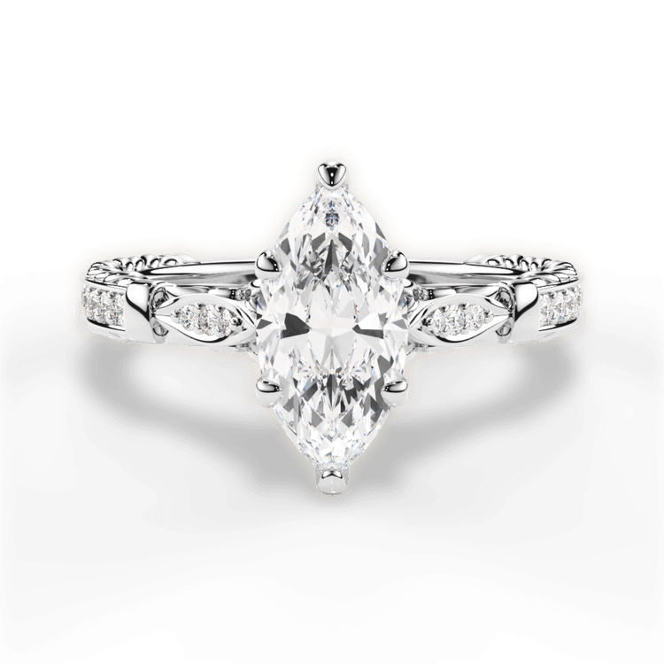 The Jolie Marquise Cut Platinum Braided Scroll Engagement Ring
