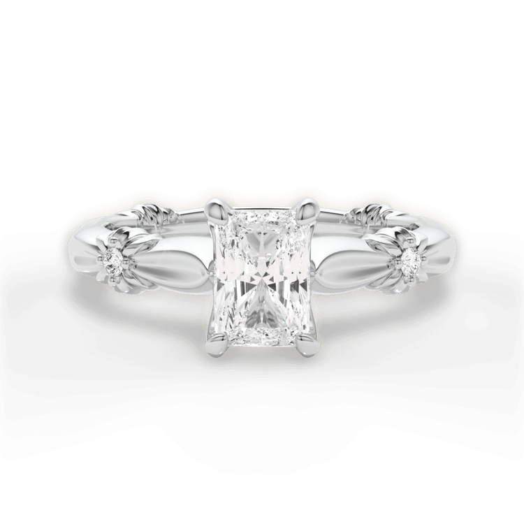 The Edith Radiant Cut Platinum Ribbon Engagement Ring