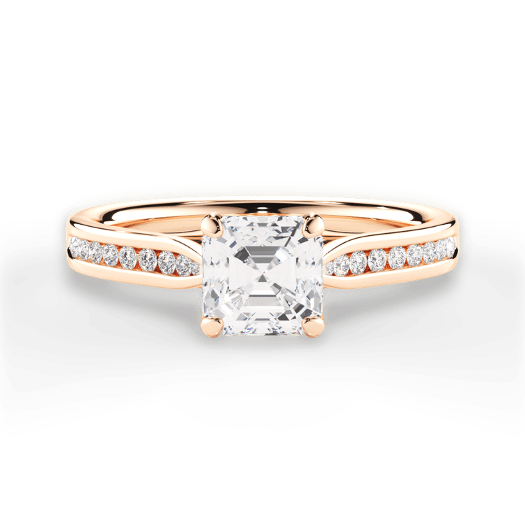 The Imani Asscher Cut 18kt Rose Gold Channel-Set Diamond Engagement Ring