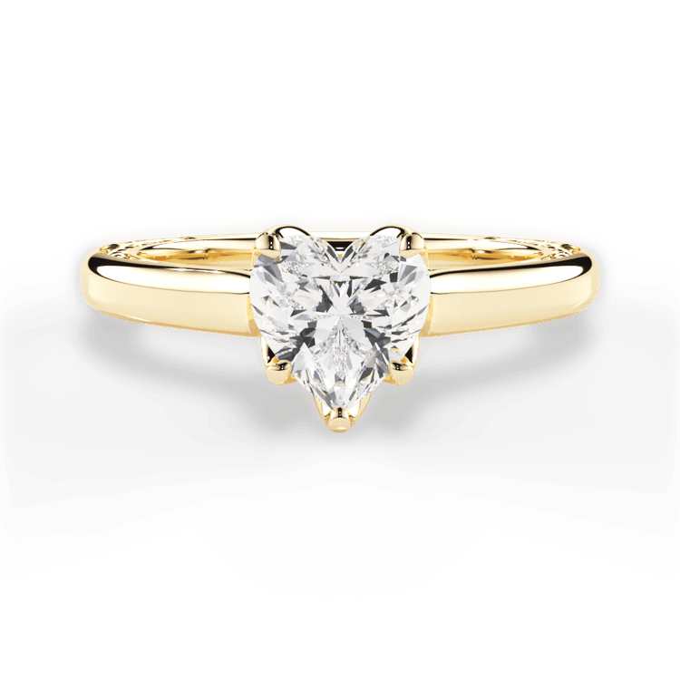 The Kenzie Heart Shaped 18kt Yellow Gold Solitaire Diamond Braided Engagement Ring