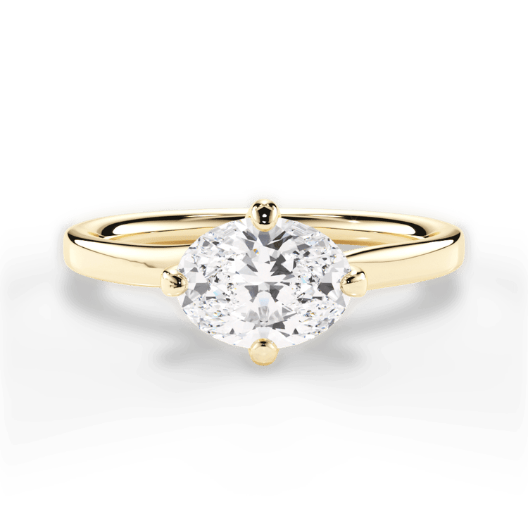 The Evelyn Oval Cut 18kt Yellow Gold Solitaire Kite Set Swirl Engagement Ring