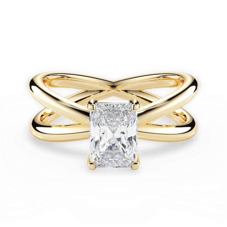The Ciara Radiant Cut 18kt Yellow Gold Split Double Band Solitaire Engagement Ring
