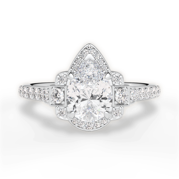 The Nota Princess Cut Platinum Vintage Peony Halo Engagement Ring