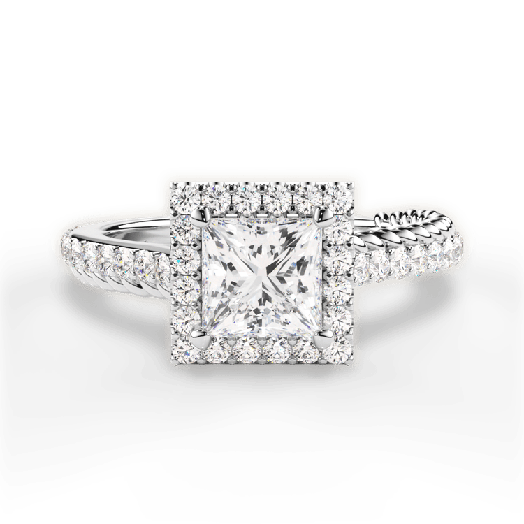 The Xiomara Pear Shaped 14kt White Gold Two-Sided Split Diamond Engagement Ring