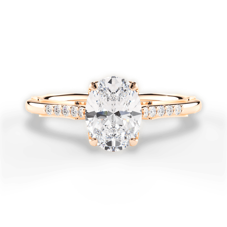 The Stephie Oval Cut 18kt Rose Gold Modern French-Set Band Diamond Engagement Ring