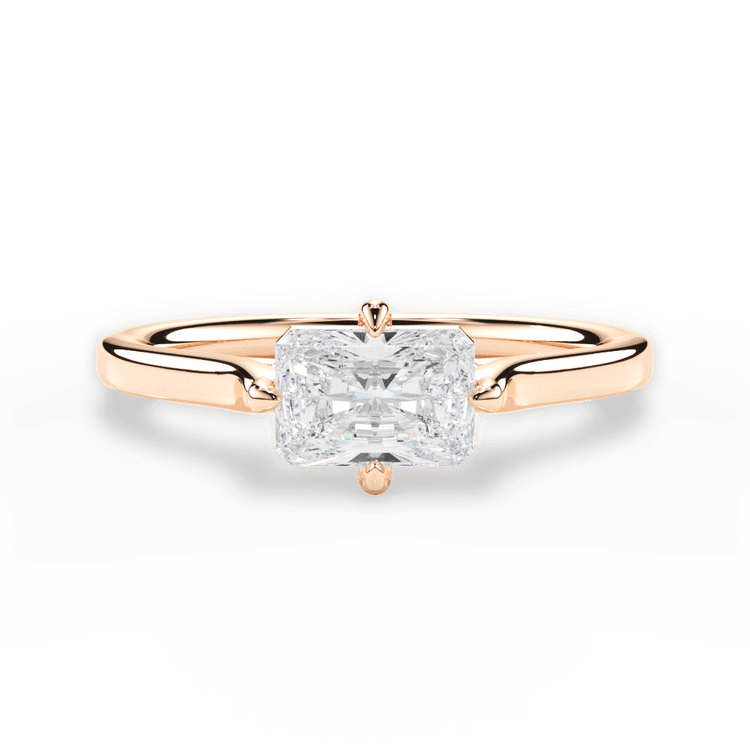The Kat Radiant Cut 18kt Rose Gold Kite-Set Solitaire Engagement Ring