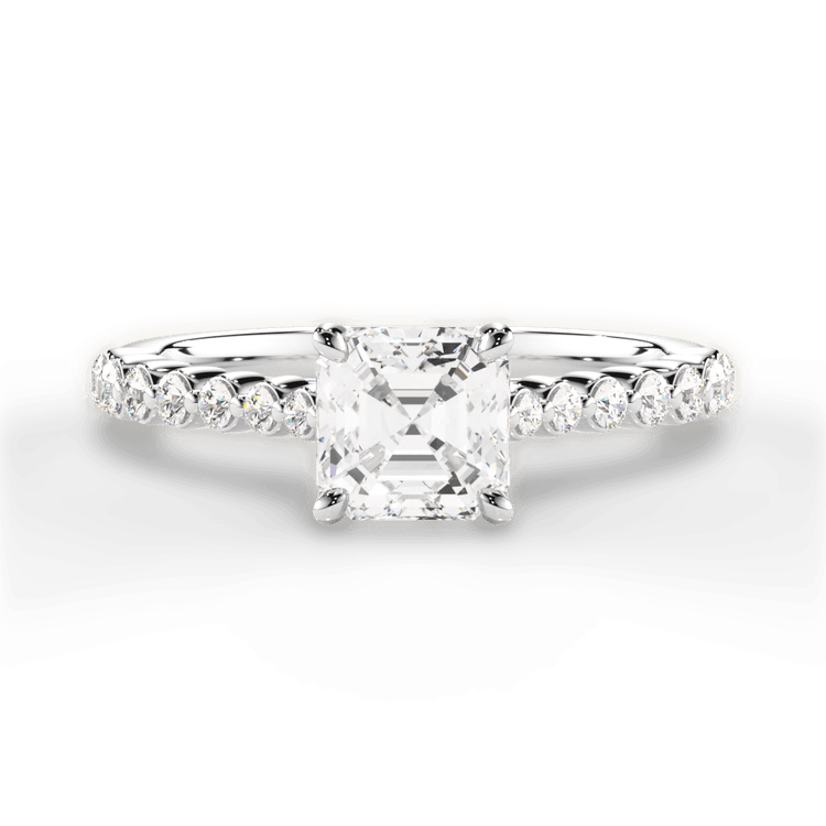 The Mikaela Asscher Cut Platinum Floating Diamond Engagement Ring