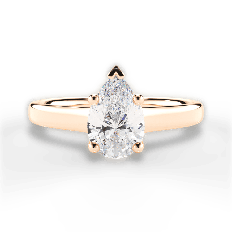 The Lily Princess Cut 18kt Rose Gold Solitaire Tulip Cathedral Engagement Ring
