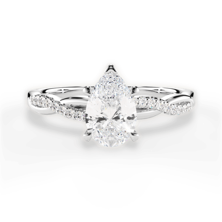 The Mia Princess Cut Platinum Petite Half Diamond Twist Engagement Ring
