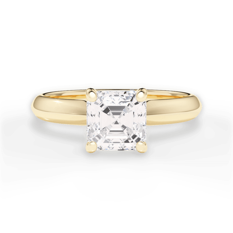 The Zoya Asscher Cut 18kt Yellow Gold Solitaire Knife-Edge Engagement Ring