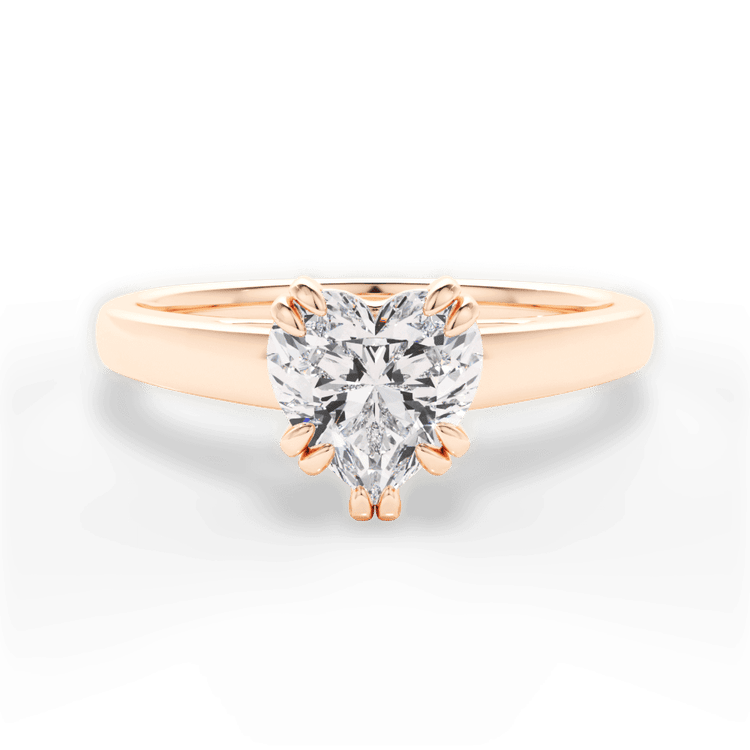The Brooke Heart Shaped 18kt Rose Gold Solitaire Cathedral Tulip Engagement Ring