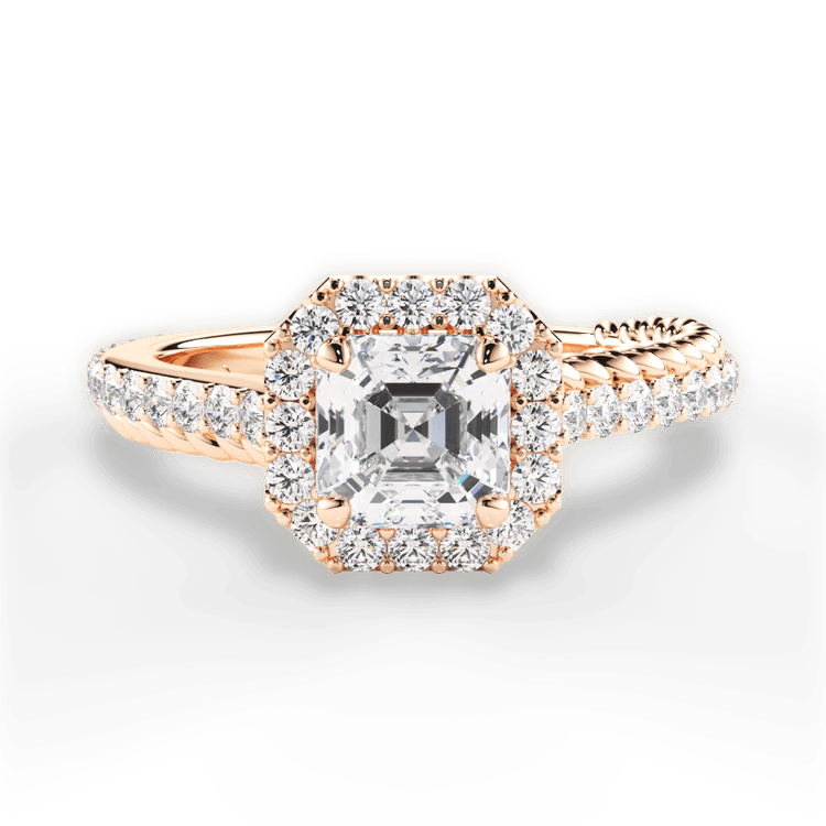 The Xiomara Asscher Cut 18kt Rose Gold Two-Sided Split Diamond Engagement Ring