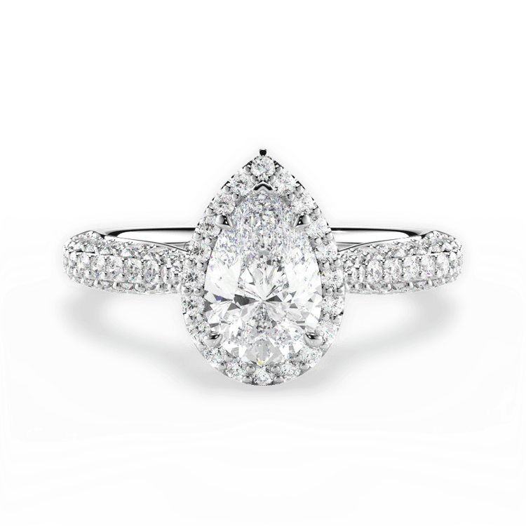 The Leilani Princess Cut Platinum Three Row Pavé Diamond Halo Engagement Ring