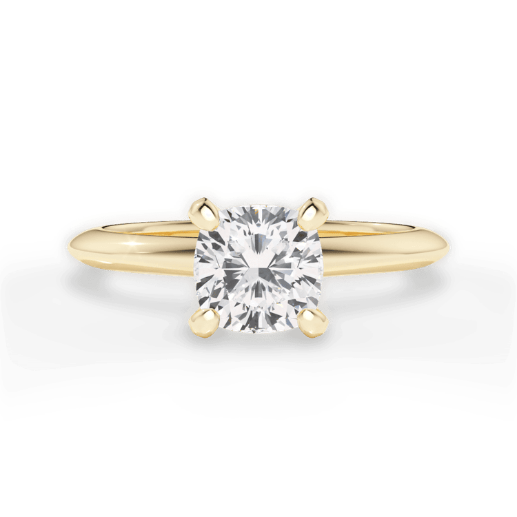 The Sybil Cushion Cut 18kt Yellow Gold Solitaire Knife-Edge Engagement Ring