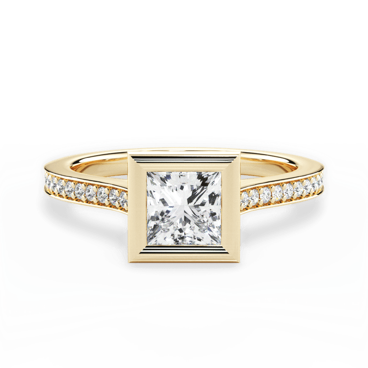 The Tyler Pear Shaped 18kt Yellow Gold Bezel-Set Pavé Diamond Band Engagement Ring