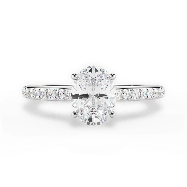The Suri Oval Cut 14kt White Gold Hidden Halo Diamond Engagement Ring