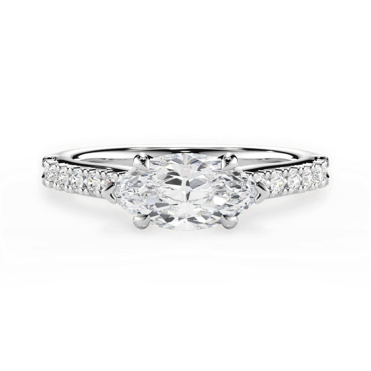 The Marta Marquise Cut Platinum East To West French-Set Diamond Band Engagement Ring
